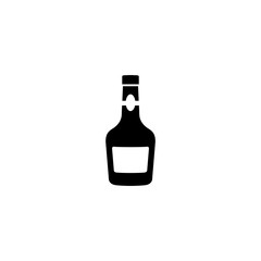 Glass Bottle of Alcohol Drink, Whiskey, Bourbon, Liquor, Brandy Cognac vector icon. Simple flat symbol on white background