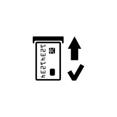 Insert Credit Card. Shopping. Bank ATM vector icon. Simple flat symbol on white background