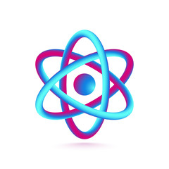 3D Atom Isolated on White Background. Vector illustration