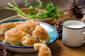 turkish traditional böreği.It has mince, potato, parsley, spices and salt.