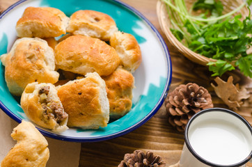 turkish traditional böreği.It has mince, potato, parsley, spices and salt.