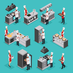 Isometric Cooking Process Elements Set