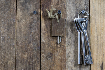 Keys to the front door of the house. Various accessories needed to protect your home from theft.