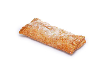 Layout for menu. Puff pastry pockets with strawberry filling on white background