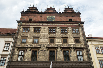 Fototapeta na wymiar Town Hall building in Pilsen city in Czech Republic