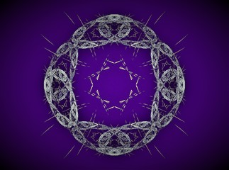 Abstract fractal composition on a color background generated by computer.