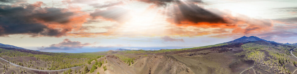 Teide volcano in Tenerife, panoramic view at sunset