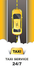  Taxi service. Taxi car. Vector flat illustration. Vector banner