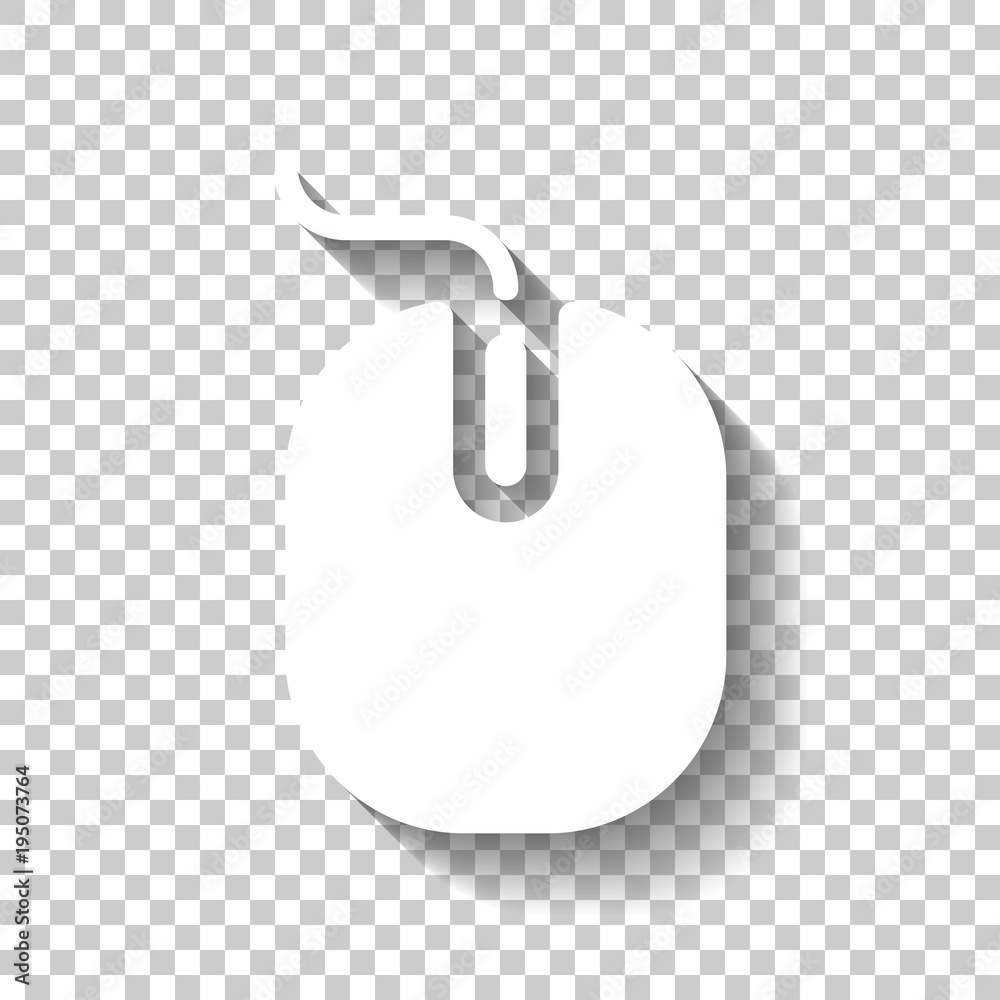 Poster computer mouse icon. white icon with shadow on transparent background