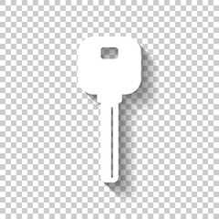 key icon. White icon with shadow on transparent background