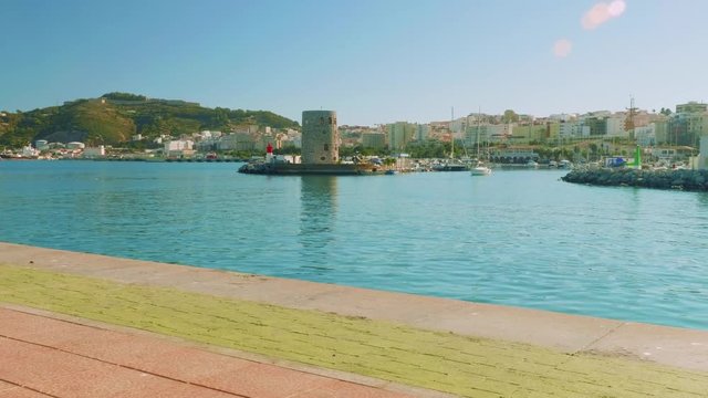 View of renewed tower at entrance to bay of Ceuta.