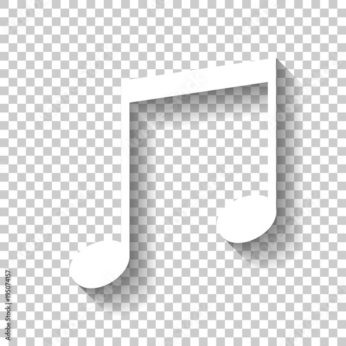  Music note icon White icon with shadow on transparent 