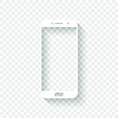 Sellphone icon. White icon with shadow on transparent background