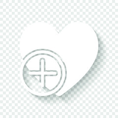 Obraz premium heart and plus. simple silhouette. White icon with shadow on transparent background