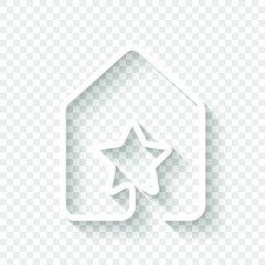 house with star icon. line style. White icon with shadow on transparent background