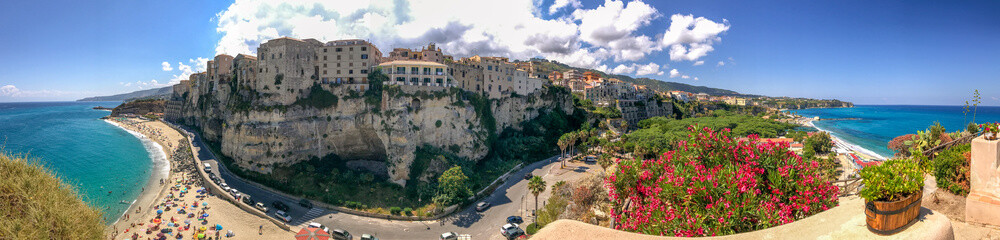Fototapeta na wymiar Panoramic view of Tropea coastline from Monastery, Calabria