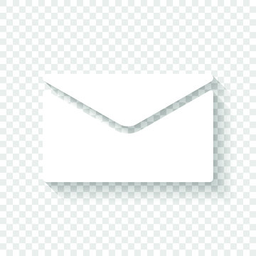 simple letter icon. White icon with shadow on transparent background