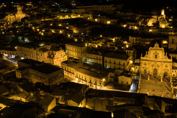 A night panorama of Modica, Sicily