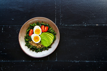 Quinoa, kale and egg bowl