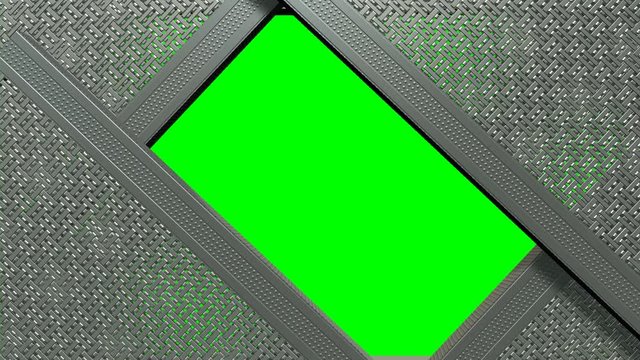 Apertura chiusura pannelli realizzati con griglia metallica colorata su sfondo chroma key