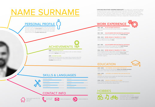 Web Resume Layout with Infographic Elements