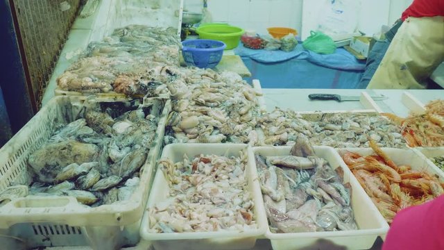 Sea food in fish store in ceuta