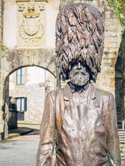 HONDARRIBIA, SPAIN-FEBRUARY 15, 2018: Bronze statue of bearded Hondarriban Soldier (