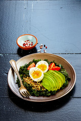Quinoa, kale and egg bowl