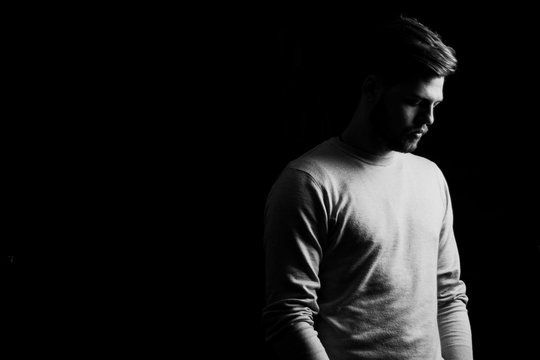portrait of an attractive male model in a studio shooting