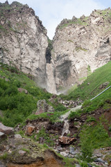 The Waterfall Sultan In The Elbrus Region. North Caucasus, Russia Landscape Outdoor