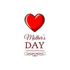 VIntage Happy Mothers s Day greeting card With Hearts and swirls. Vector illustration.