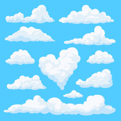 Fluffy clouds in the cartoon style.