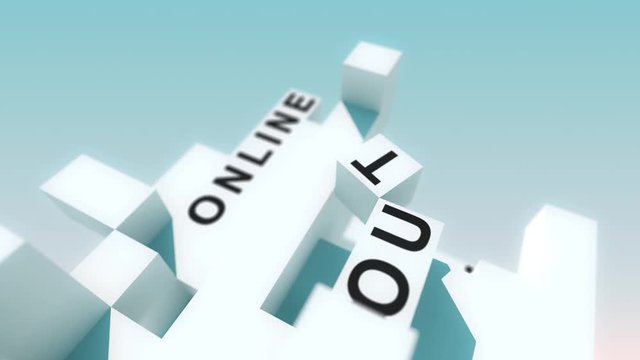 On-demand economy words animated with cubes