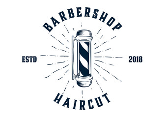 Barber shop vector vintage round badges, emblems, labels or logos