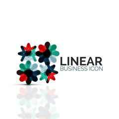 Abstract flower or star, linear thin line icon. Minimalistic business geometric shape symbol created with line segments