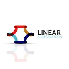 Abstract flower or star minimalistic linear icon, thin line geometric flat symbol for business icon design, abstract button or emblem