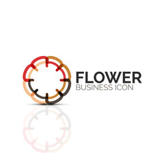 Abstract flower or star minimalistic linear icon, thin line geometric flat symbol for business icon design, abstract button or emblem