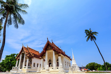 Obraz premium historical place, Wat Ubosatharam. The temple houses many artifacts such as wall murals representing the style of early Rattanakosin period