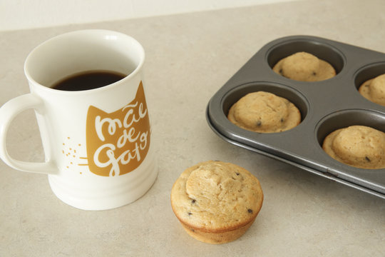 homemade muffin and a mug of coffee