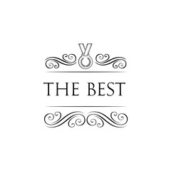 The best winner emblem. Vintage medal with decoration. Vector illustration.