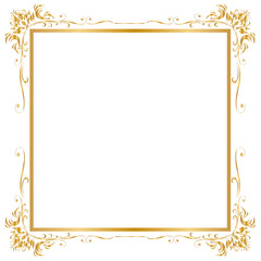 Decorative frame and border, Square, Golden frame on white background, Vector illustratio