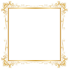 Decorative frame and border, Square, Golden frame on white background, Vector illustratio