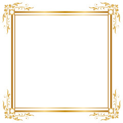 Decorative frame and border, Square, Golden frame on white background, Vector illustratio