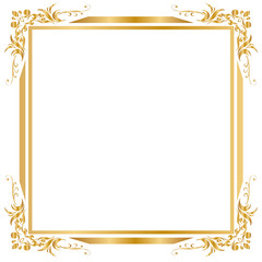 Decorative frame and border, Square, Golden frame on white background, Vector illustratio - 195084943