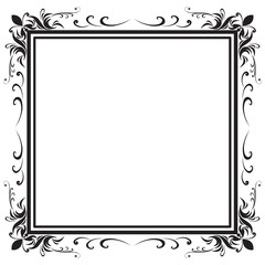 Decorative frame and border, Square, Black and white, Vector illustration