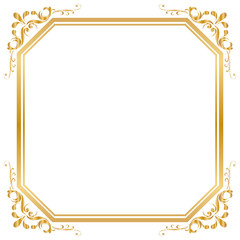 Decorative frame and border, Square, Golden frame on white background, Vector illustratio - 195084981