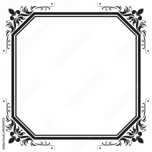 "Decorative frame and border, Square, Black and white, Vector