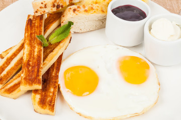 breakfast fried eggs and grilled cheese