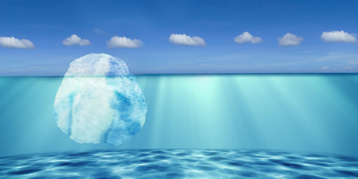 3d rendering of Iceberg with nice background sky