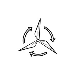 Wind generator hand drawn outline doodle icon. Environmental technology and wind battery concept. Windmill vector sketch illustration for print, mobile and infographics isolated on white background.